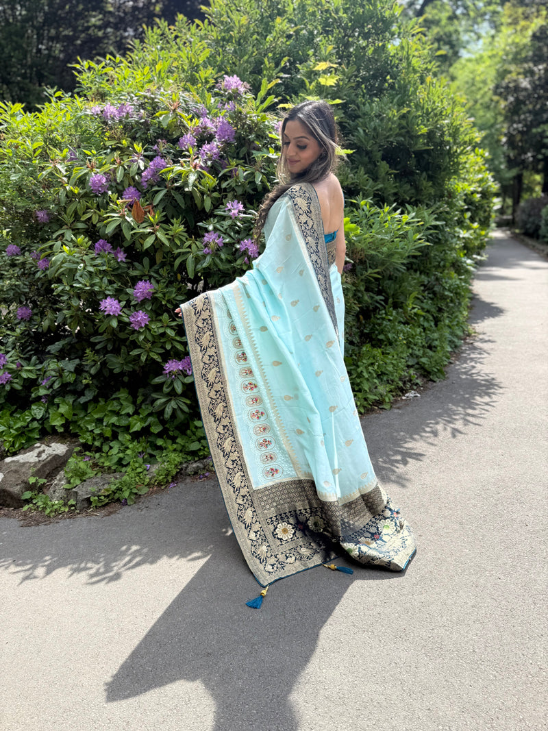 50 Aqua Saree